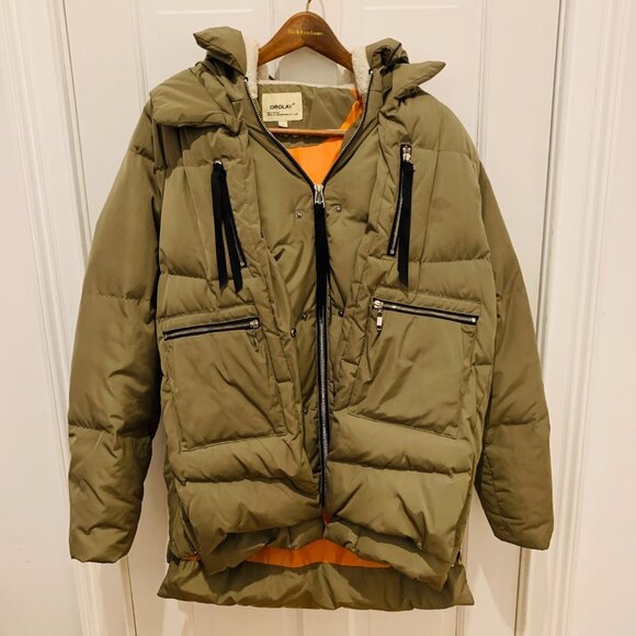 Orolay Thickened Down Olive Green Hooded Jacket Size XL - Picture 4 of 10